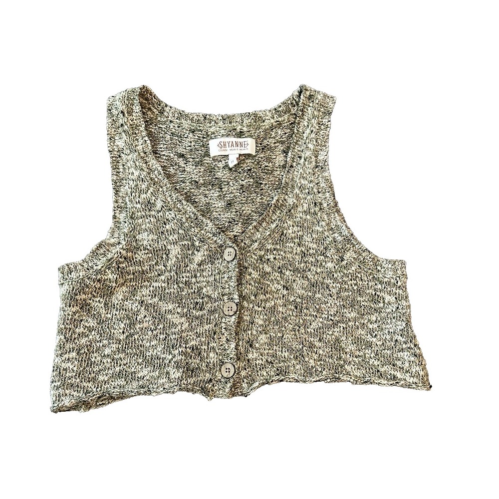Shyanne Marled Cowgirl Western Cropped Sleeveless Womens Sweater Vest M Ranch